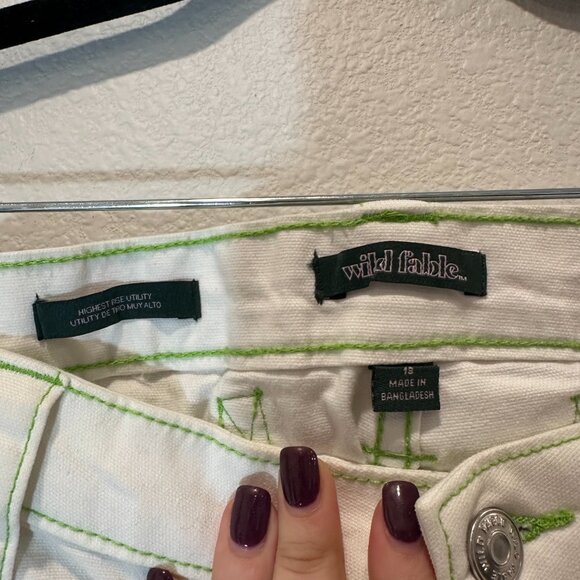 Wild Fable High-Rise Utility Shorts – White with Green Stitching - Picture 4 of 8